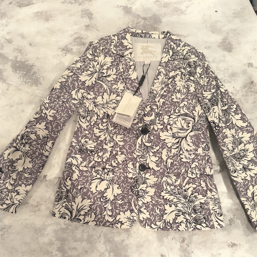 Burberry Purple and Cream Floral Blazer